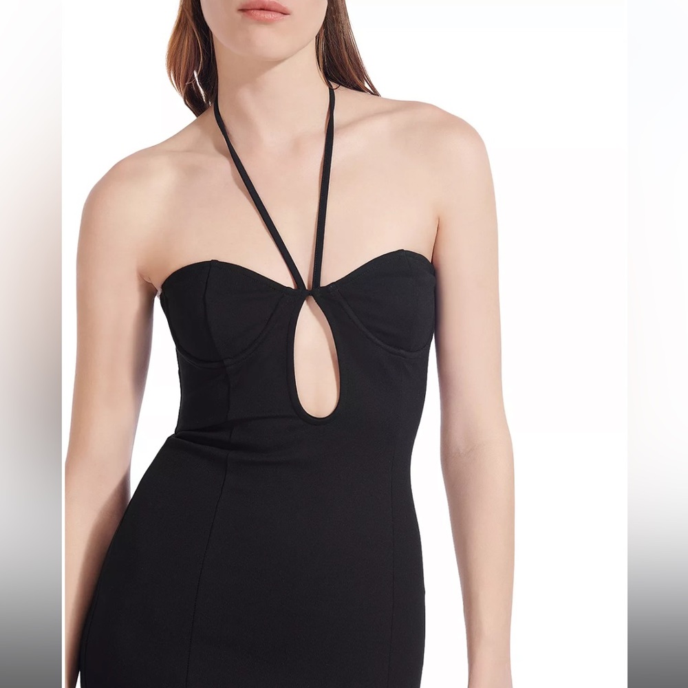 STAUD Black Halter Maxi Dress with Front Keyhole - Picture 3 of 14